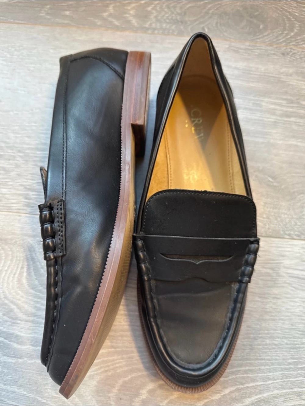 J. Crew Black Leather Penny Loafers